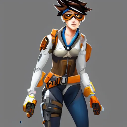 Prompt: tracer from overwatch, character portrait, concept art by ashleyloob dore