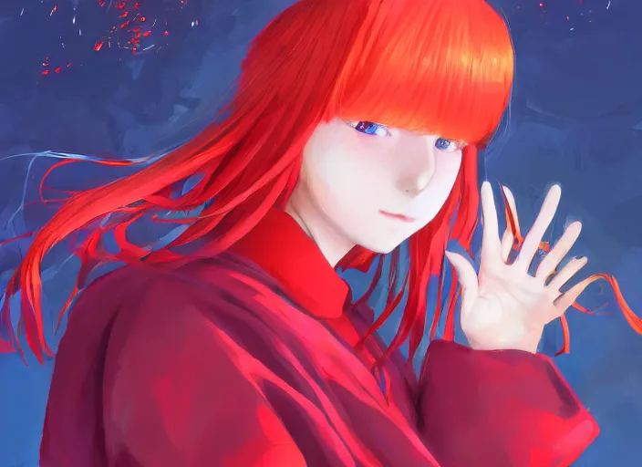 Prompt: anime red-haired girl with in a Soviet pioneer uniform, colorful, ritual, feathered robe, omoide emanon, tsuruta kenji, murata range, pixiv, vibrant, magical fantasy, Karolis Strautniekas, James Jean, Yanjun Cheng, art deco, art nouveau, digital art, enchanted, owls, kyoto animation