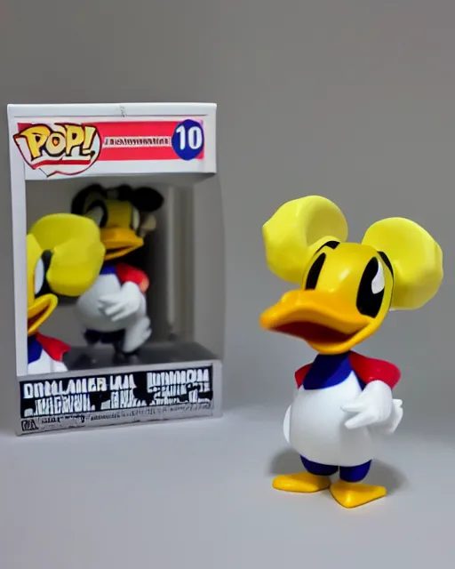 Image similar to donald duck Funko Pop. Photographic, photography