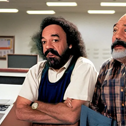 Image similar to cheech and chong get an office job and they hate it, new summer blockbuster movie