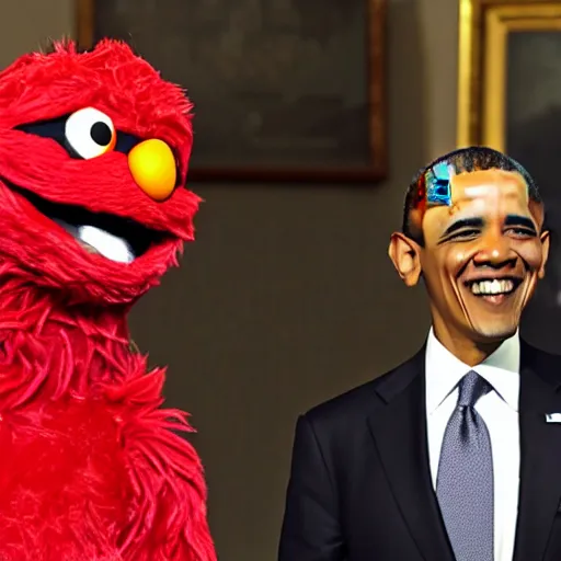 Image similar to obama meets elmo