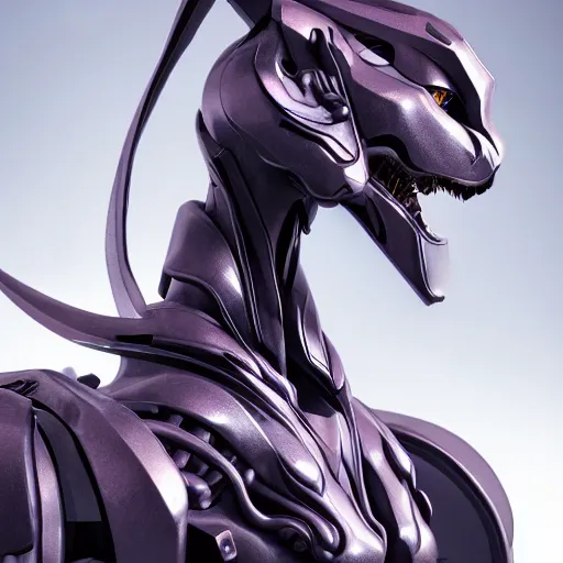 Image similar to a highly detailed bust of a beautiful anthropomorphic humanoid robotic mecha female dragon, with smooth and streamlined armor, standing and posing elegantly, well detailed dragon head with LED eyes and a maw, sharp and dangerous sleek design, two arms, two legs, long tail, beautiful digital art, artstation, DeviantArt, FurAffinity, professional, octane render, sunset lighting