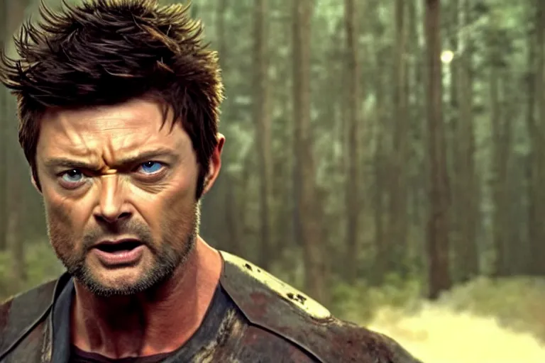 Prompt: film still frame of karl urban as wolverine, high quality