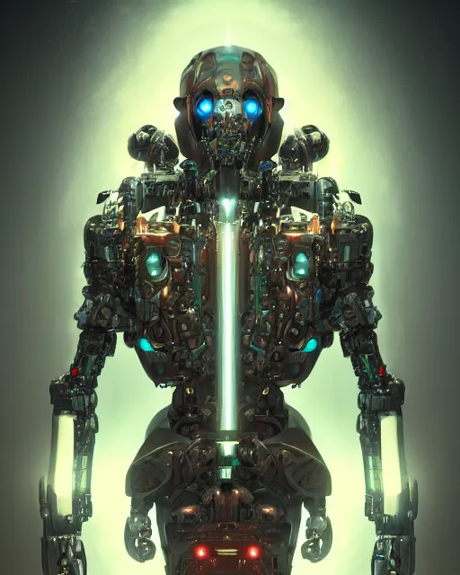 Image similar to benevolent cyborg necromancer, artificial intelligence, scifi, futuristic, highly detailed, trending on artstation, advanced technology, art by vitaly bulgarov and nivanh chanthara and lance wilkinson
