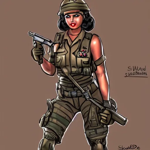 Prompt: a WW3 soldier drawn by Shadbase, pin-up