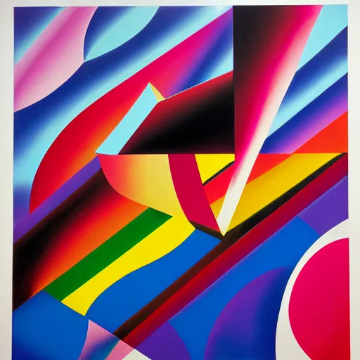 Prompt: an airbrush painting by James Rosenquist behance geometric abstract art vorticism