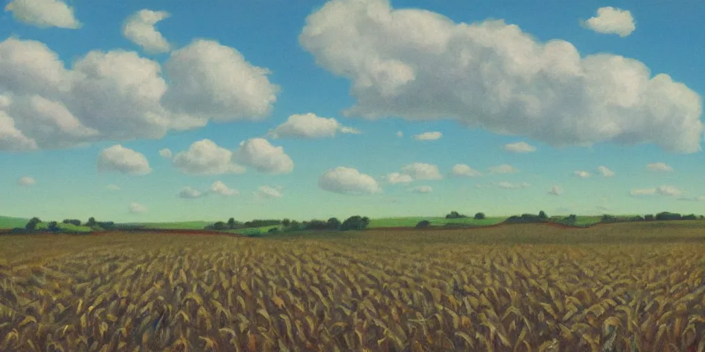 Image similar to corn fields blue sky clouds olof krans oil on board