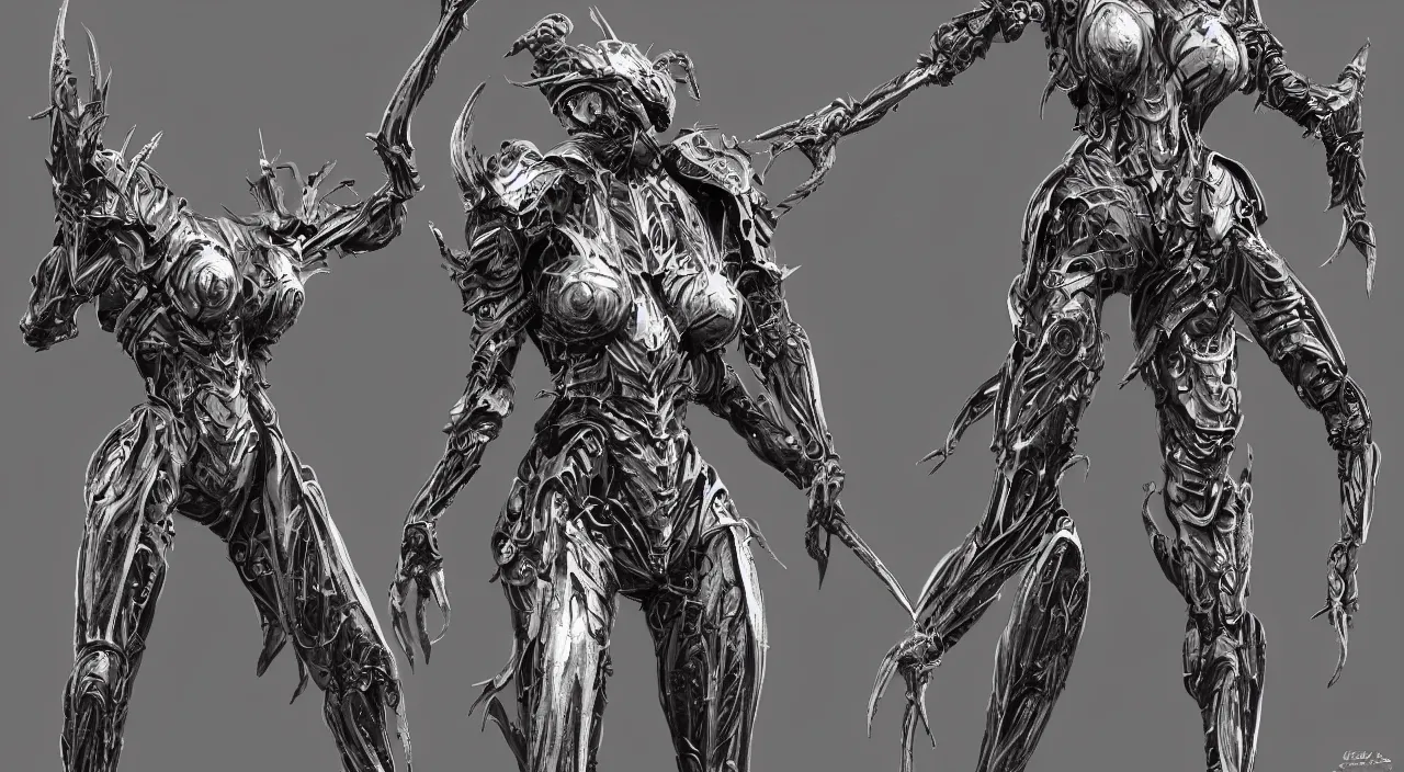 Image similar to symmetrical character design, a full - body female insect queen size creature with bio armor from guyver the bioboosted armor, elegant shape, cyborg, translucence armor, prefect face, elite, horror, ominous, cinematic, concept design, matt painting, insanely intricate and detailed, cgsociety, hyperrealistic, darksouls, bloodborne, ross tran.