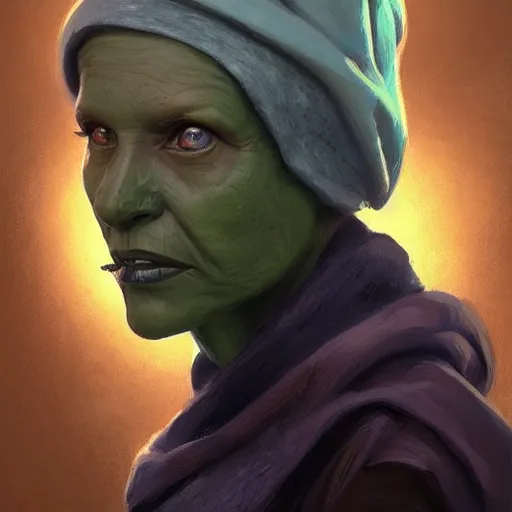 Prompt: portrait of a woman by greg rutkowski, female twi'lek, green skin, wool cap, star wars expanded universe, she is about 6 0 years old, wearing uniform of the galactic alliance navy, highly detailed portrait, digital painting, artstation, concept art, smooth, sharp foccus ilustration, artstation hq