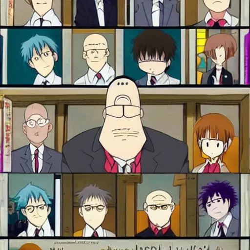 Image similar to anime!!!!!!!!!!!! evangelion with dilbert's head and flipped - up tie