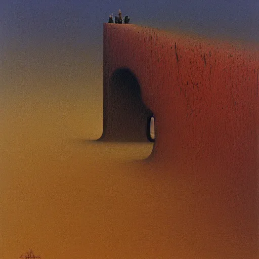 Prompt: Notus by Zdzisław Beksiński, oil on canvas