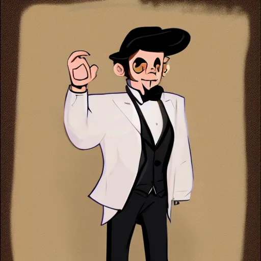 Image similar to character concept art of a man in a magical tuxedo