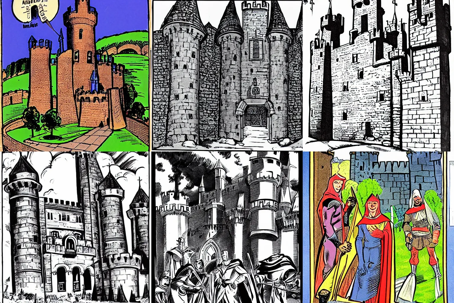 Prompt: medieval castle, by Gil Kane