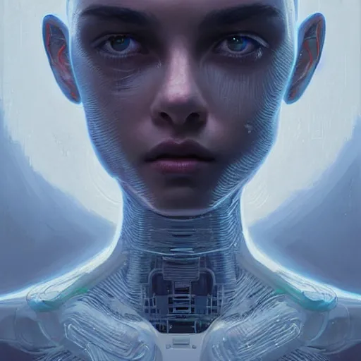 Prompt: a magical robot head, artificial intelligence, highly detailed, digital painting, smooth, sharp, beautiful face, expressive eyes, art by greg rutkowski and alex gray