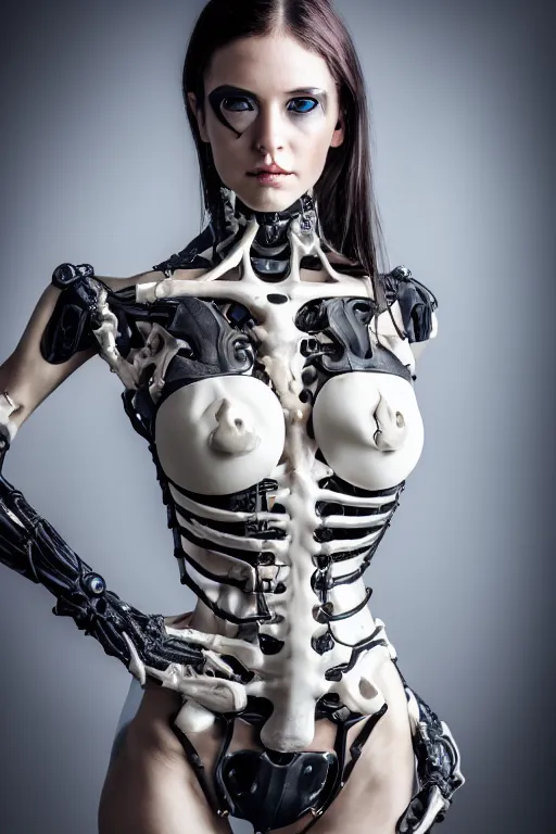 Prompt: a beautifull anatomialy perfect cyberpunk woman model, wearing organic bone armor, luxury materials, symmetrical, cinematic, elegant, professional studio light, real dlsr photography, sharp focus, 4 k, ultra hd, sense of awe, high fashion