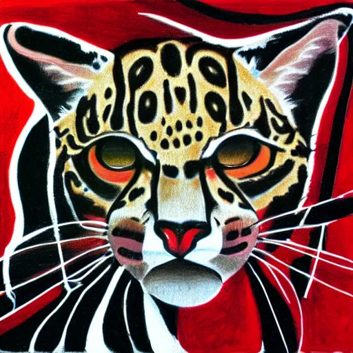 Image similar to abstract drawing of an ocelot