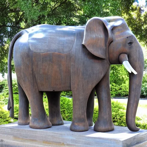 Prompt: a statue of a wooden elephant