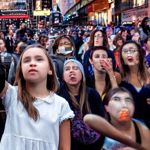 Image similar to girl in new york casting spell in crowd