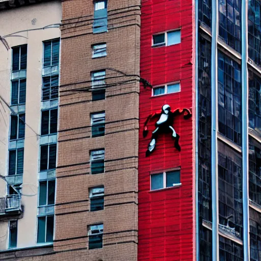 Prompt: spiderman swings between building, by Adams, Arthur