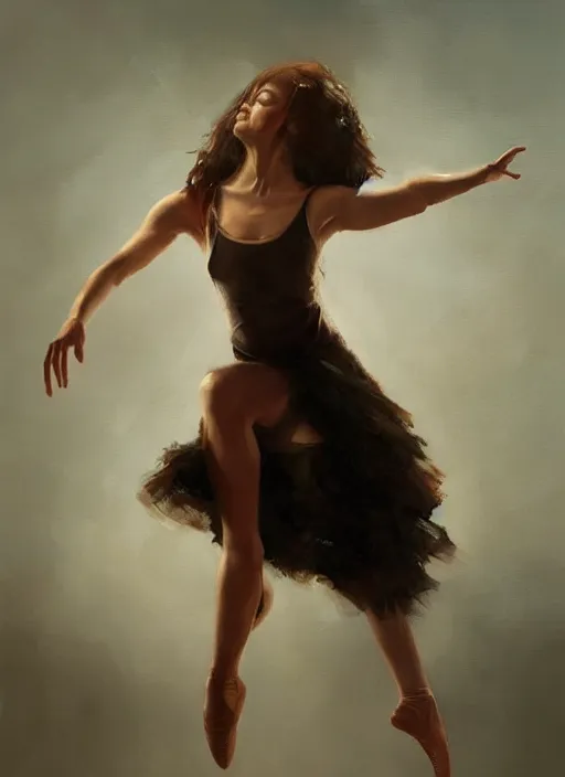 Image similar to oil painting dancer woman with dancer men, herb rose, by greg rutkowski, artstation