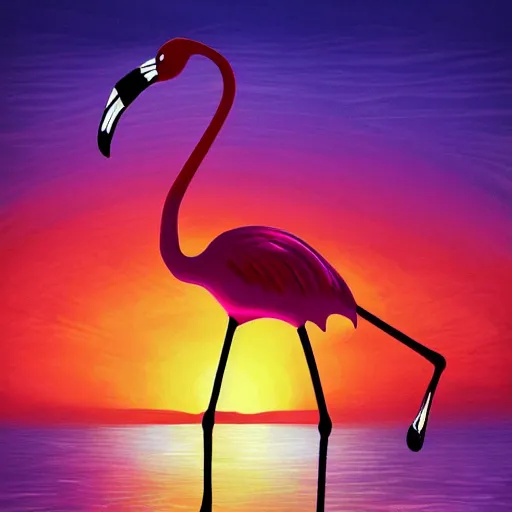 Prompt: pink flamingo on the beach under the sunset, gta artstyle, trending on artstation, macro, highly intricate, vibrant, digital painting, portrait, hd, cinematic, dramatic, ultra detailed, illustration, 8 k, 4 k