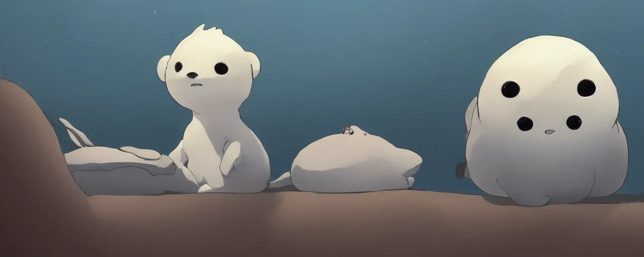 Prompt: baby harp seal pilot, 1 9 3 0 s, atey ghailan, goro fujita, studio ghibli, rim light, sad, bright daytime lighting, clear focus, very coherent