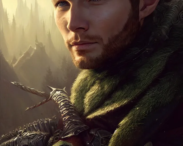 Prompt: highly detailed portrait of jensen ackles as an elf, in skyrim, stephen bliss, unreal engine, fantasy art by greg rutkowski, loish, rhads, ferdinand knab, makoto shinkai and lois van baarle, ilya kuvshinov, rossdraws, tom bagshaw, global illumination, radiant light, detailed and intricate environment