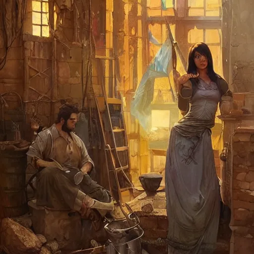 Image similar to kurdish blacksmith kawa the blacksmith, highly detailed, digital painting, artstation, concept art, sharp focus, illustration, art by artgerm and greg rutkowski and alphonse mucha, incredibly detailed, award winning art