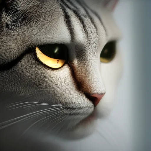 Image similar to a high detail photograph of a cat, high detail cinematic lighting, 8k, establishing shot, photorealism, cgcosiety, trending on artstation, by greg rutkowski