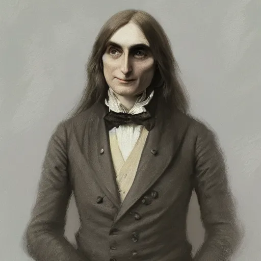 Prompt: photo of franz liszt with simple smile paint detailed digital artstation, portrait hd 4 k, y greg rutkowski and gaston bussiere and craig mullins and j. c. leyendecker, hd