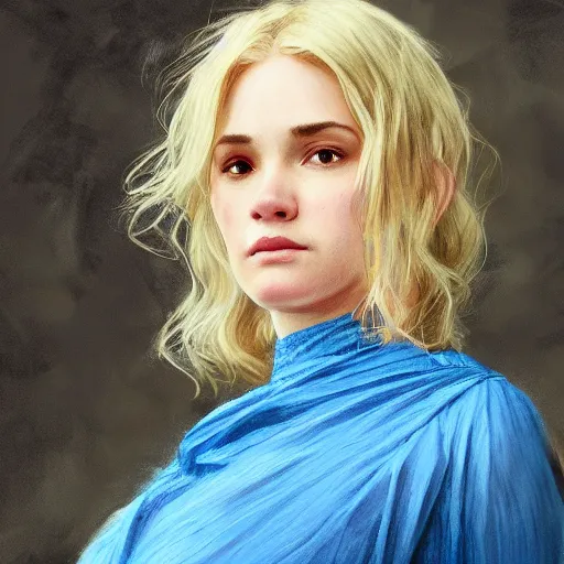 Image similar to full figure ultra realistic illustration, jeffrey wright wearing a maiden blue dress, blonde flowy hair, old west, intricate, elegant, highly detailed, digital painting, artstation, concept art, smooth, sharp focus, illustration, art by artgerm and greg rutkowski and alphonse mucha