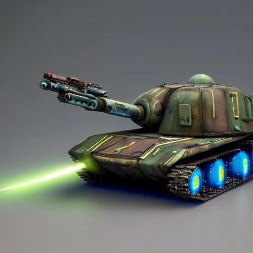 Image similar to a futuristic battletank with blue camouflage paint, double barreled main gun, heavy machinegun on top, science fiction, coherent, studio lighting, simon stalenhag, detailed painted games workshop miniature