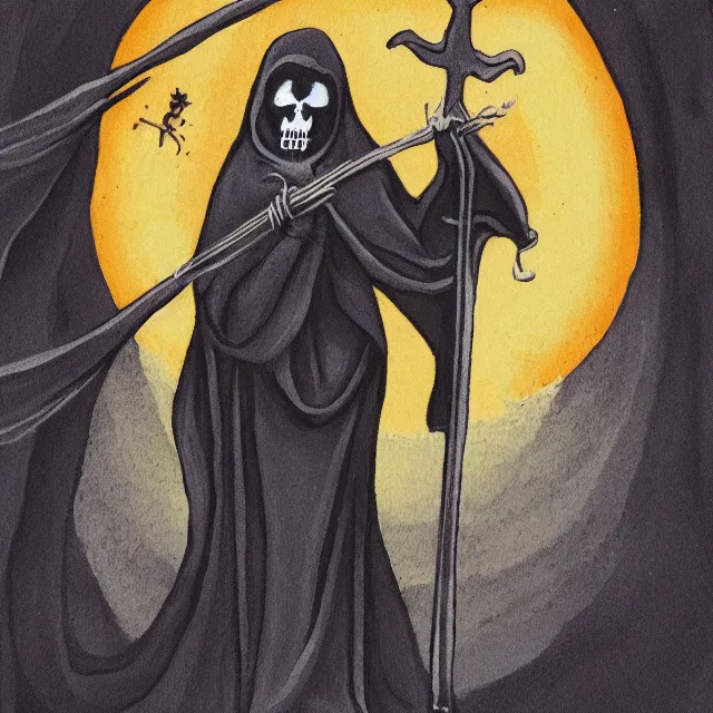 Image similar to grim reaper tarot card illustration