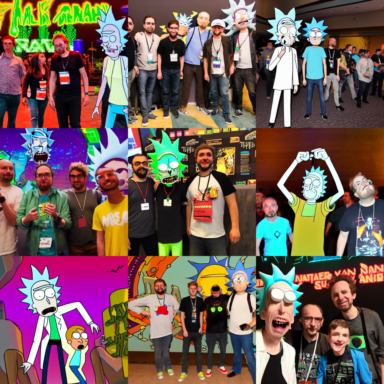 Prompt: rick and morty stroll around hacker conference in las vegas