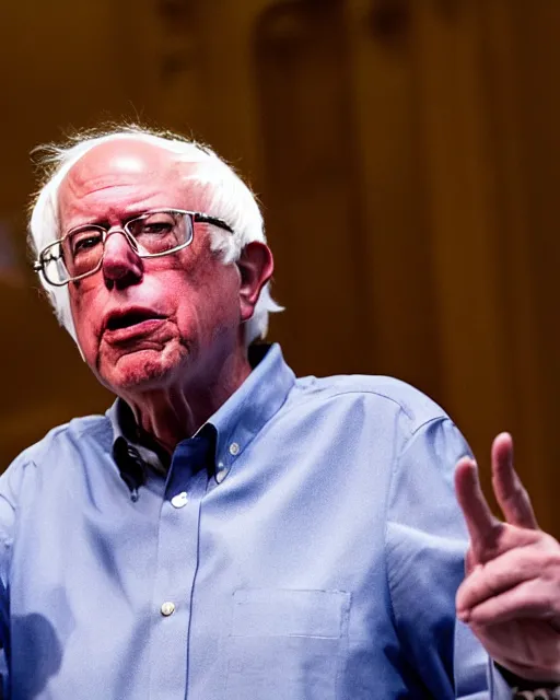 Image similar to Bernie Sanders goes Super Saiyan in the Senate chambers during a philibuster speech (AP News Photo)