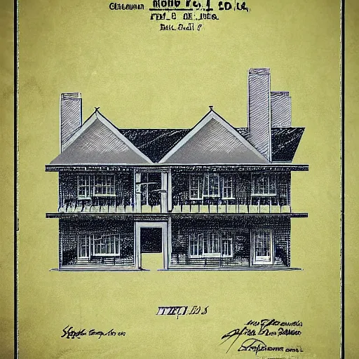 Image similar to patent drawing of house made of chainsaws