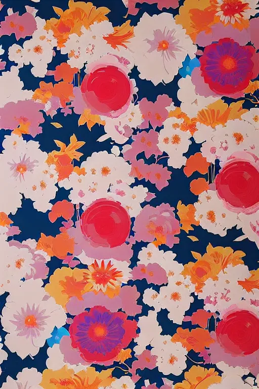 Prompt: Floral wallpaper by Nielly and tristan eaton, studio ghibli and greg rutkowski