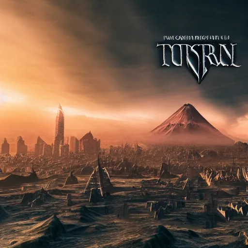 Image similar to mordor as a bustling city, highly detailed, sharp focus, skyline, vast, gothic, lord of the rings, mount doom, 4 k, fantasy, cinematic, dystopian