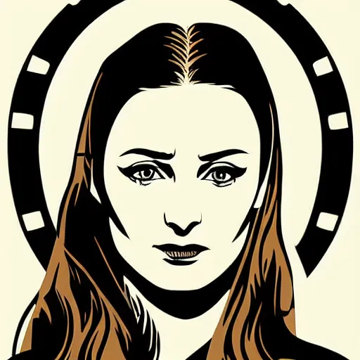 Image similar to vector art screenprint of sansa stark by marc hempel