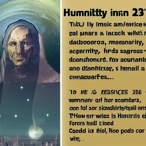 Prompt: humanity on 23th century,