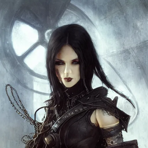 Prompt: aaliyah and kerli koiv, steampunk, darkwave, darksynth, concept headshot art, sharp, digital matte painting, art by luis royo, greg rutkowski, wlop, dramatic lighting, trending on artstation