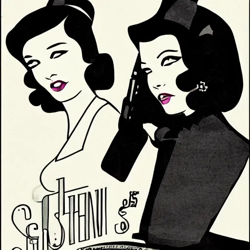 Image similar to - gin sisters. illustration, noir,'3 0 s, gangster