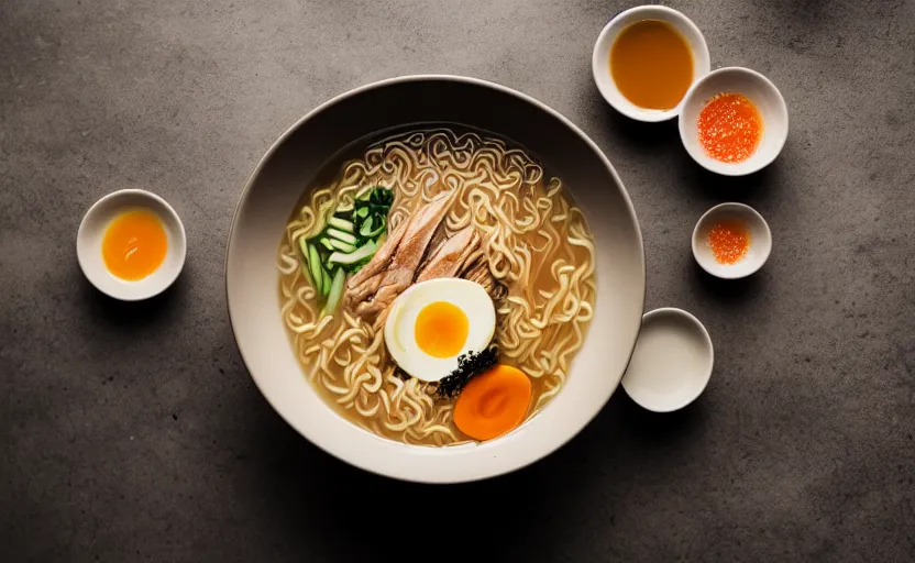 Image similar to a bowl of ramen soup, natural light, cinematic lighting, 8 k