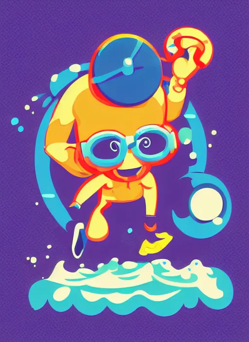 Image similar to a cute action hero diving, digital art, iconic icon, 2 d vector logo, cartoon