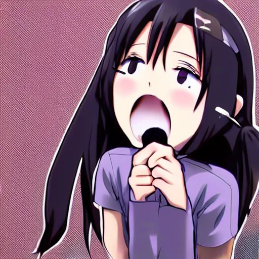 Image similar to anime girl beatboxing, anime style, beautiful, sharp focus, extremely detailed