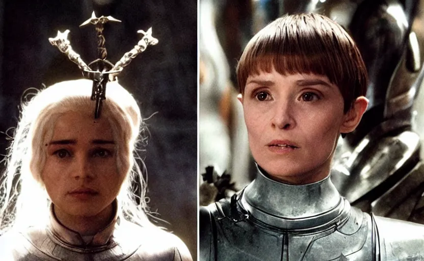 Image similar to the alien as joan of arc, bowl haircut, game of thrones