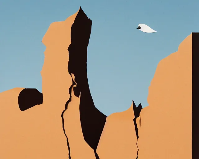 Prompt: paper cut out of desert canyon, by Eiko Ojala