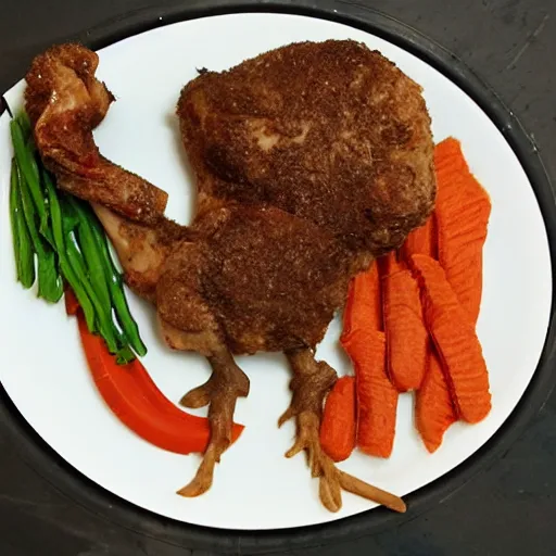 Image similar to a chicken made of beef