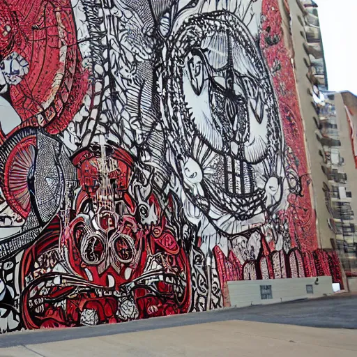 Prompt: Alice in wonderland by Shepard Fairey, huge intricate detail mural