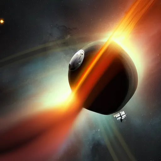 Prompt: photorealistic spacecraft, blackhole in background